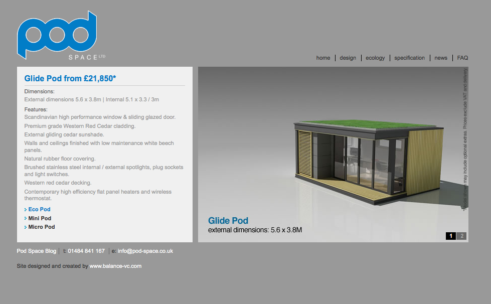 Modern rectangular garden pod with green roof, sliding glass doors, and wood cladding exterior.
